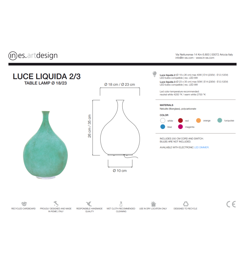 Lámpara de mesa Luce Liquida 2 / 3 IN-ES.ARTDESIGN | BHOME by Arredi Barbàra