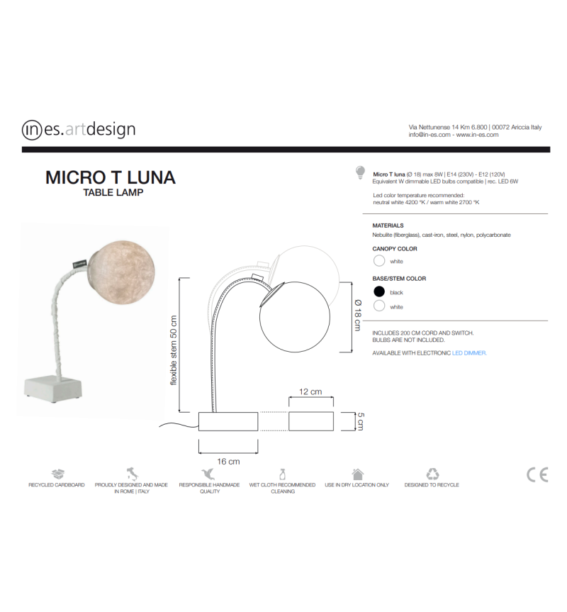 Tischleuchte Micro T Luna IN-ES.ARTDESIGN | BHOME by Arredi Barbàra