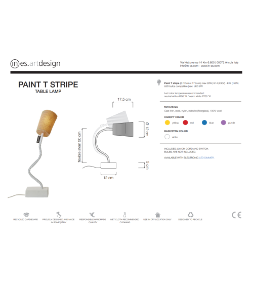 Lampada da tavolo Paint T Stripe IN-ES.ARTDESIGN | BHOME by Arredi Barbàra
