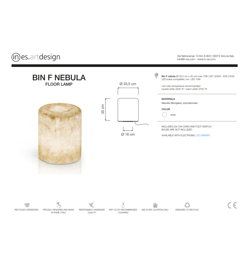 Lampadaire Bin F Nebula IN-ES.ARTDESIGN | BHOME by Arredi Barbàra