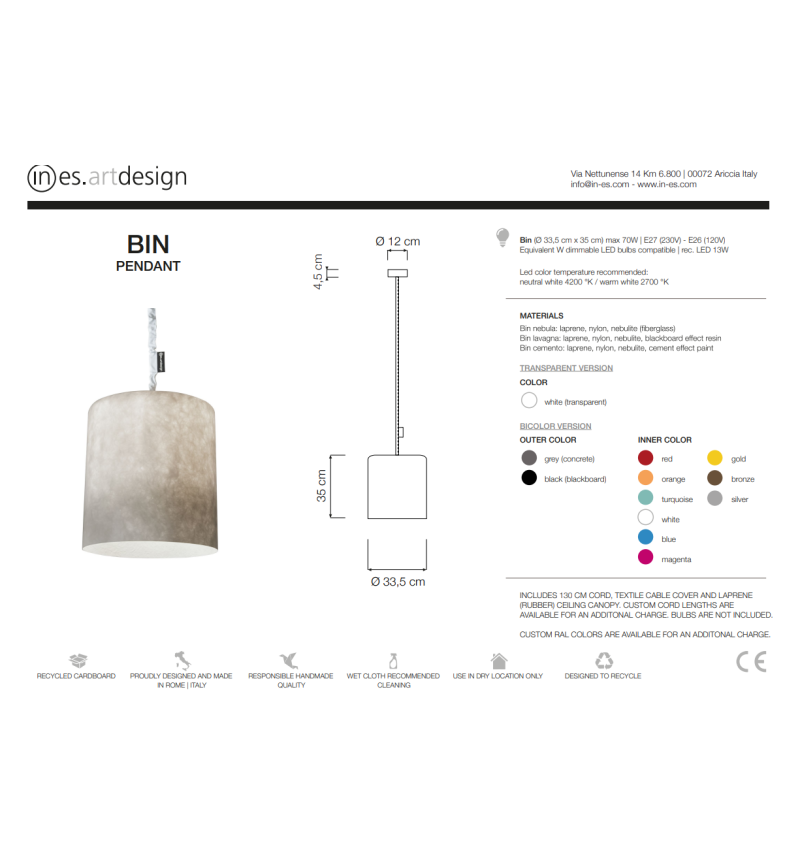 Lampada a sospensione Bin Nebula IN-ES.ARTDESIGN | BHOME by Arredi Barbàra