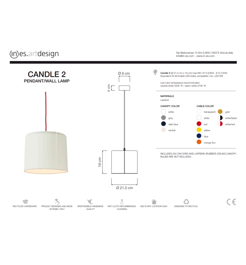 Lampada a sospensione Candle 2 IN-ES.ARTDESIGN | BHOME by Arredi Barbàra