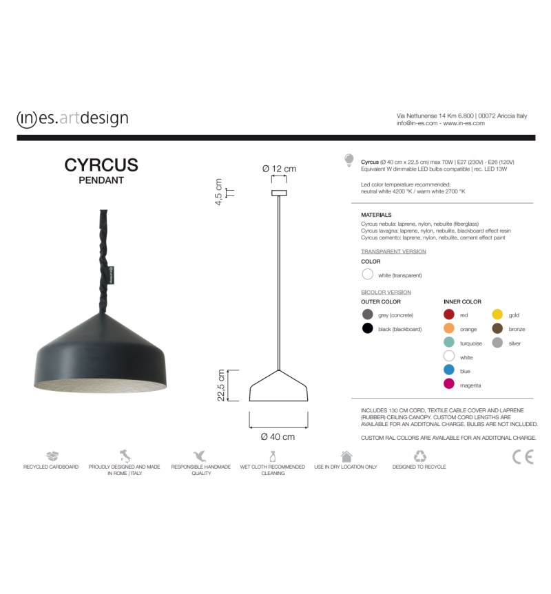Lámpara de suspensión Cyrcus Lavagna IN-ES.ARTDESIGN | BHOME by Arredi Barbàra