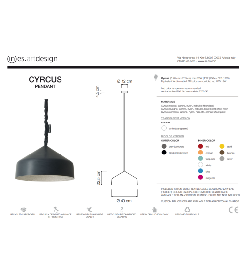 Pendelleuchte Cyrcus Lavagna IN-ES.ARTDESIGN | BHOME by Arredi Barbàra
