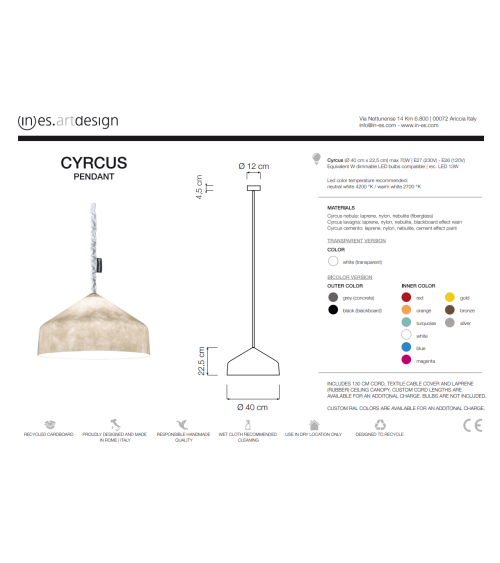 Lampada a sospensione Cyrcus Nebula IN-ES.ARTDESIGN | BHOME by Arredi Barbàra