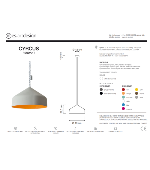 Pendelleuchte Cyrcus Cemento IN-ES.ARTDESIGN | BHOME by Arredi Barbàra