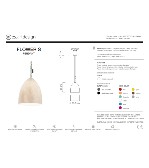 Lámpara de suspensión Flower S Nebula IN-ES.ARTDESIGN | BHOME by Arredi Barbàra