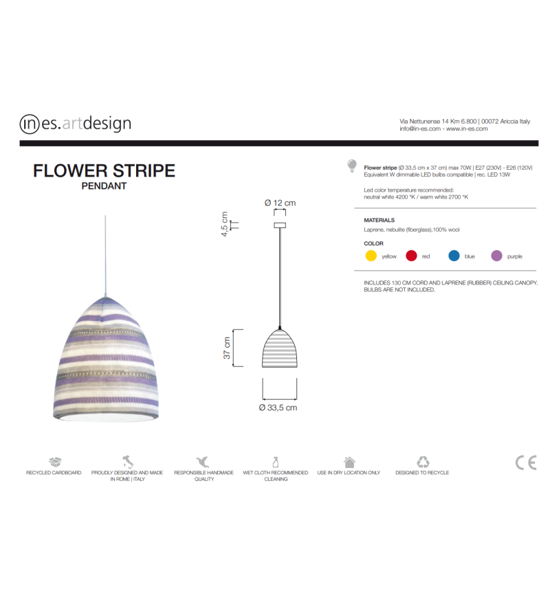 Pendelleuchte Flower Stripe IN-ES.ARTDESIGN | BHOME by Arredi Barbàra