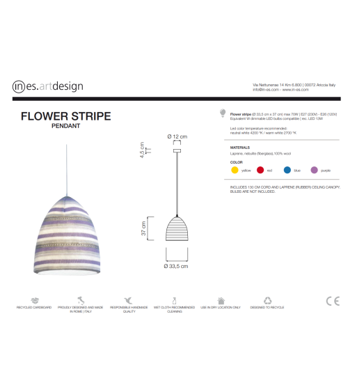 Lampada a sospensione Flower Stripe IN-ES.ARTDESIGN | BHOME by Arredi Barbàra