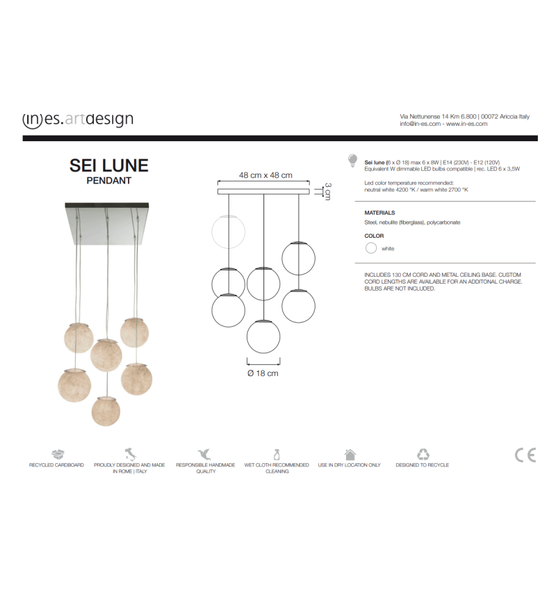 Lampada a sospensione Sei Lune IN-ES.ARTDESIGN | BHOME by Arredi Barbàra