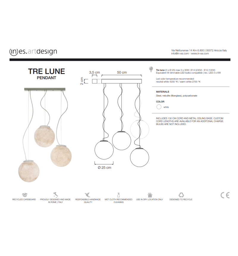 Pendelleuchte Tre Lune IN-ES.ARTDESIGN | BHOME by Arredi Barbàra