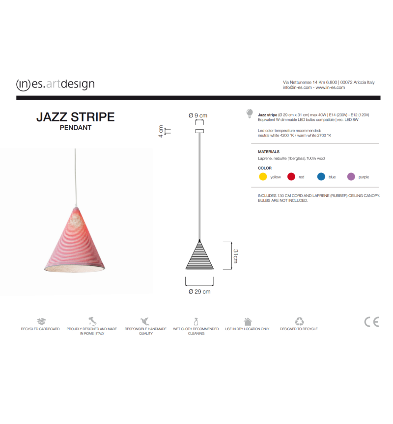 Lampada a sospensione Jazz Stripe IN-ES.ARTDESIGN | BHOME by Arredi Barbàra