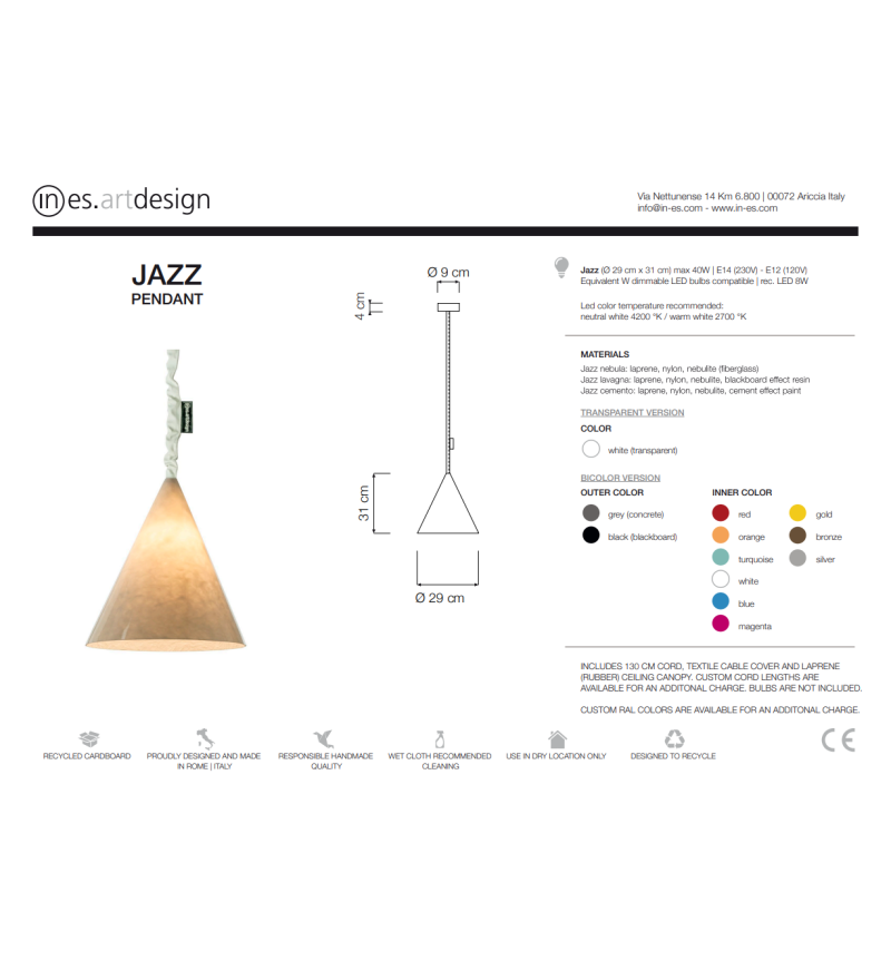 Lampada a sospensione Jazz Nebula IN-ES.ARTDESIGN | BHOME by Arredi Barbàra