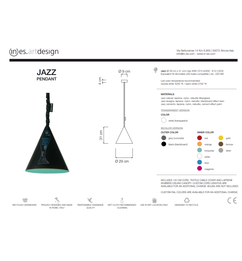 Suspension Jazz Lavagna IN-ES.ARTDESIGN | BHOME by Arredi Barbàra