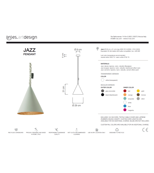 Pendelleuchte Jazz Cemento IN-ES.ARTDESIGN | BHOME by Arredi Barbàra