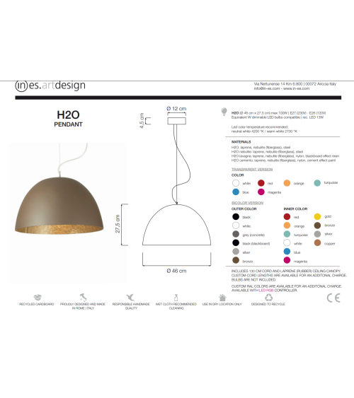 H2O pendant lamp IN-ES.ARTDESIGN | BHOME by Arredi Barbàra