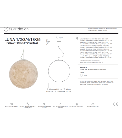 Lampada a sospensione Luna IN-ES.ARTDESIGN | BHOME by Arredi Barbàra