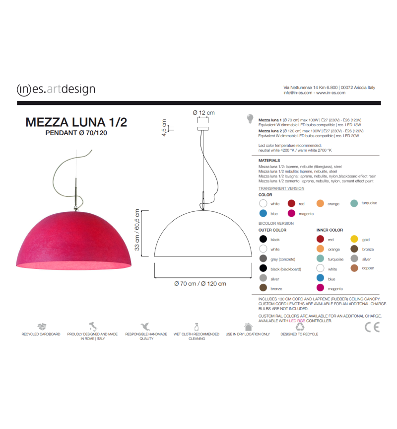 Mezza Luna Nebulite pendant lamp IN-ES.ARTDESIGN | BHOME by Arredi Barbàra