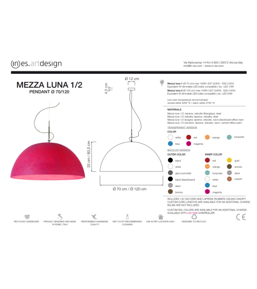 Lámpara de suspensión Mezza Luna Nebulite IN-ES.ARTDESIGN | BHOME by Arredi Barbàra