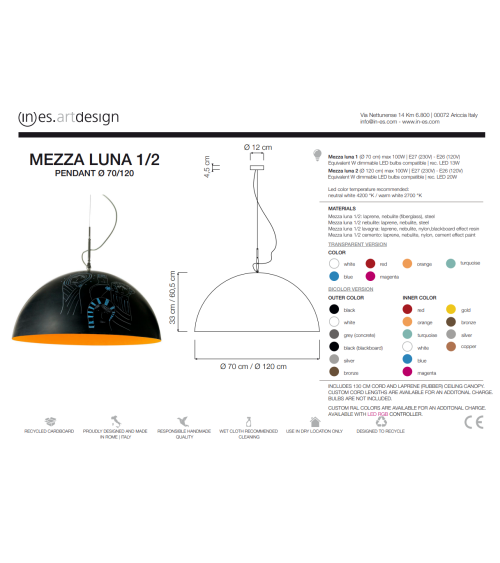 Mezza Luna Lavagna pendant lamp IN-ES.ARTDESIGN | BHOME by Arredi Barbàra