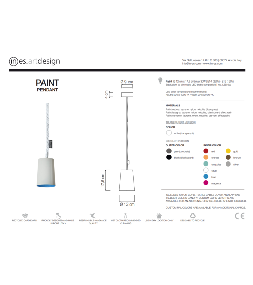 Suspension Paint Cemento IN-ES.ARTDESIGN | BHOME by Arredi Barbàra