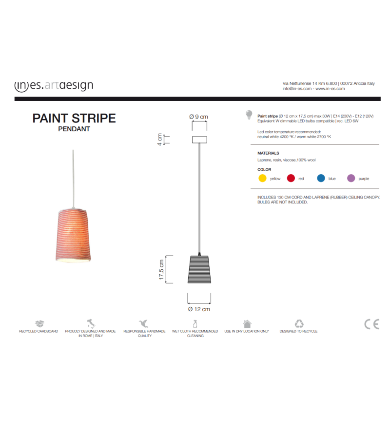 Lampada a sospensione Paint Stripe IN-ES.ARTDESIGN | BHOME by Arredi Barbàra