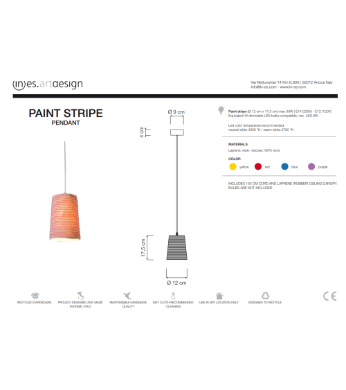 Lámpara de suspensión Paint Stripe IN-ES.ARTDESIGN | BHOME by Arredi Barbàra