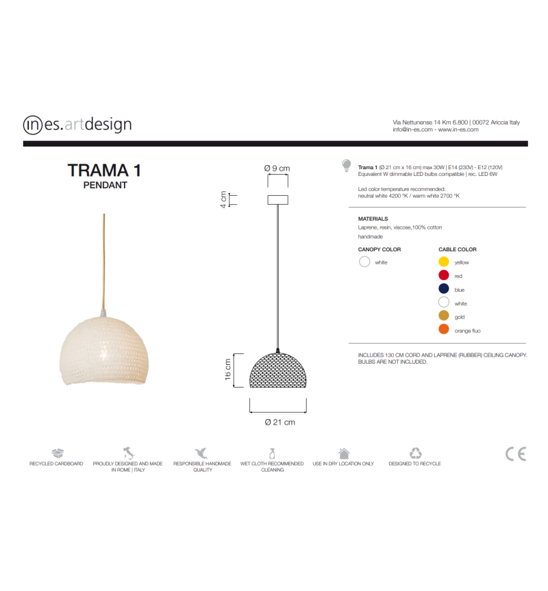 Trama 1 pendant lamp IN-ES.ARTDESIGN | BHOME by Arredi Barbàra