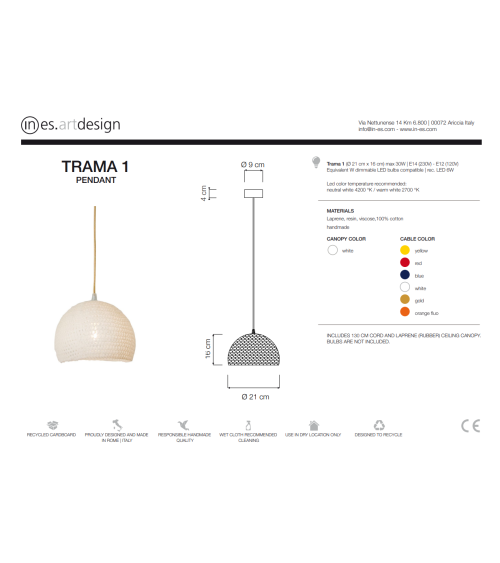 Suspension Trama 1 IN-ES.ARTDESIGN | BHOME by Arredi Barbàra