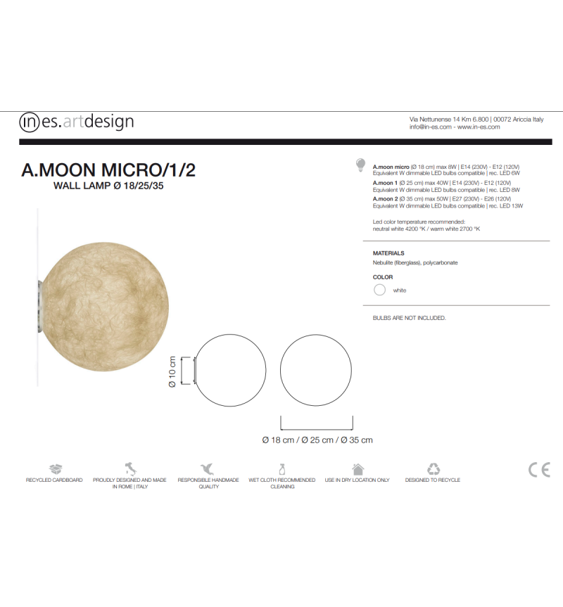 A.moon wall lamp IN-ES.ARTDESIGN | BHOME by Arredi Barbàra