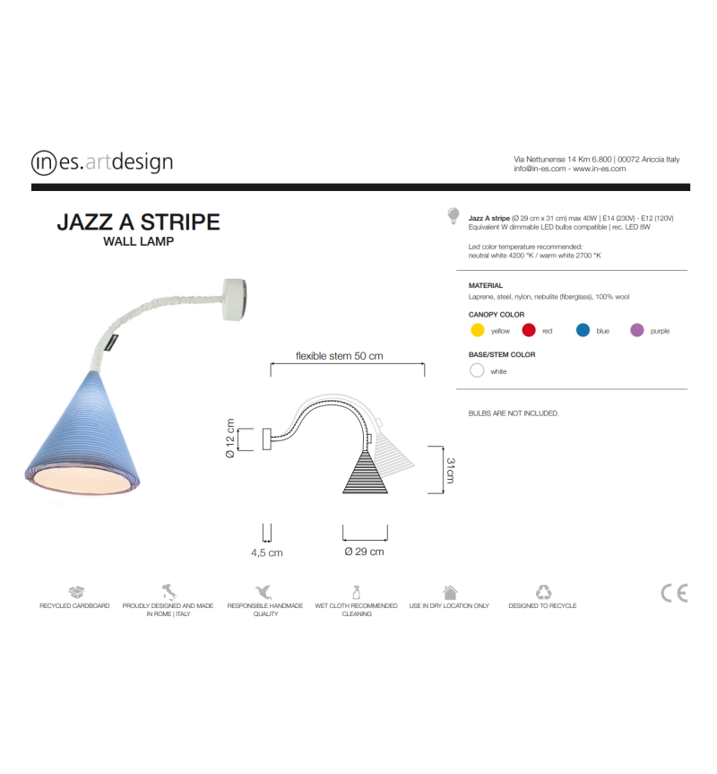 Lampada da parete Jazz A Stripe IN-ES.ARTDESIGN | BHOME by Arredi Barbàra