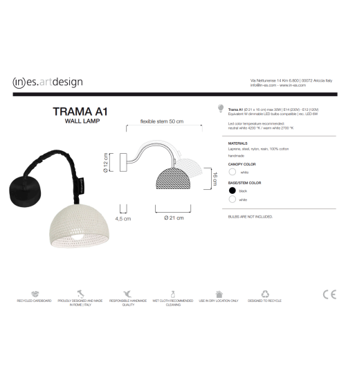 Lampada da parete Trama A1 IN-ES.ARTDESIGN | BHOME by Arredi Barbàra