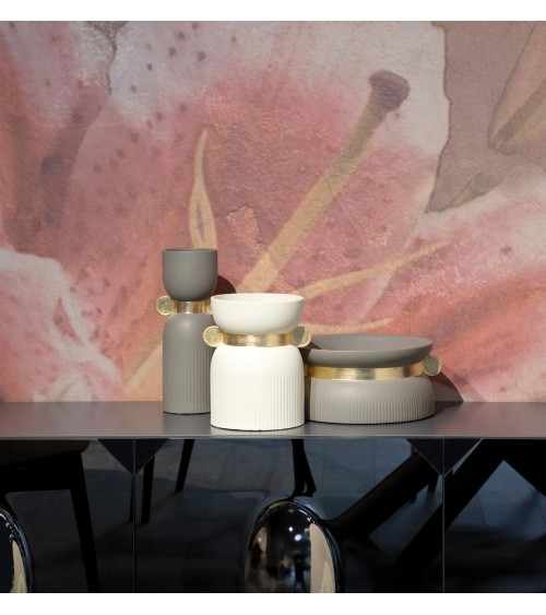 Collezione “Impero” – TONIN CASA | Vasi ceramica con anello oro | BHOME by Arredi Barbàra