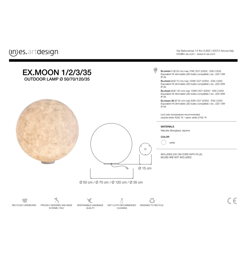 Lampada outdoor Ex.Moon IN-ES.ARTDESIGN | BHOME by Arredi Barbàra