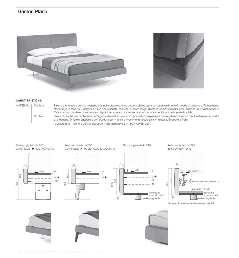 Letto Gaston Plano SANGIACOMO | Letto imbottito di design BHOME