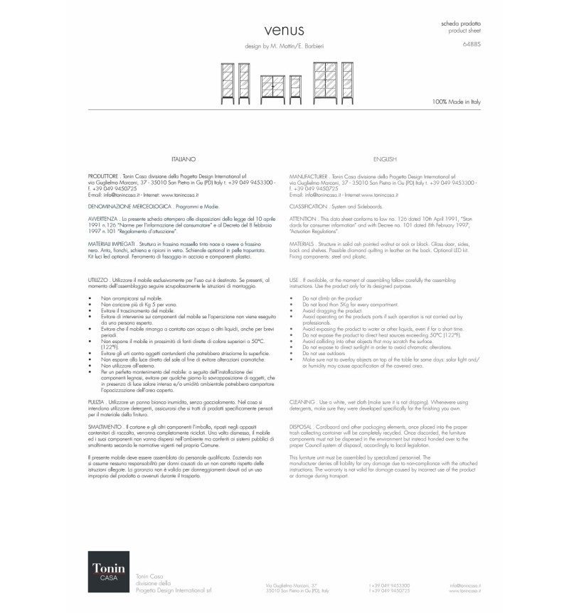 Vetrina Venus Tonin Casa | Design Elegante Made in Italy