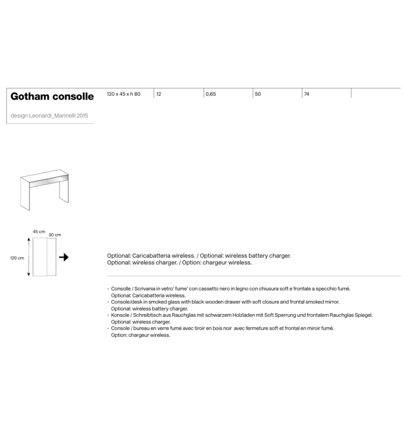 Designer-Glaskonsole Gotham Tonelli | BHOME by Arredi Barbàra