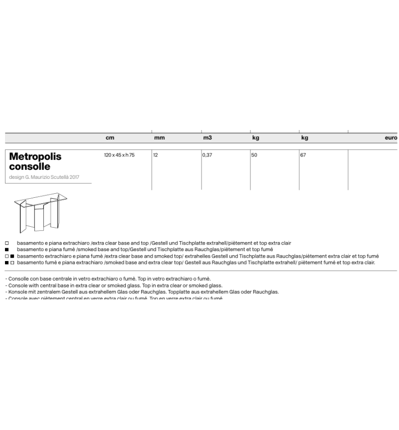 Console Metropolis Vetro Tonelli | BHOME by Arredi Barbàra