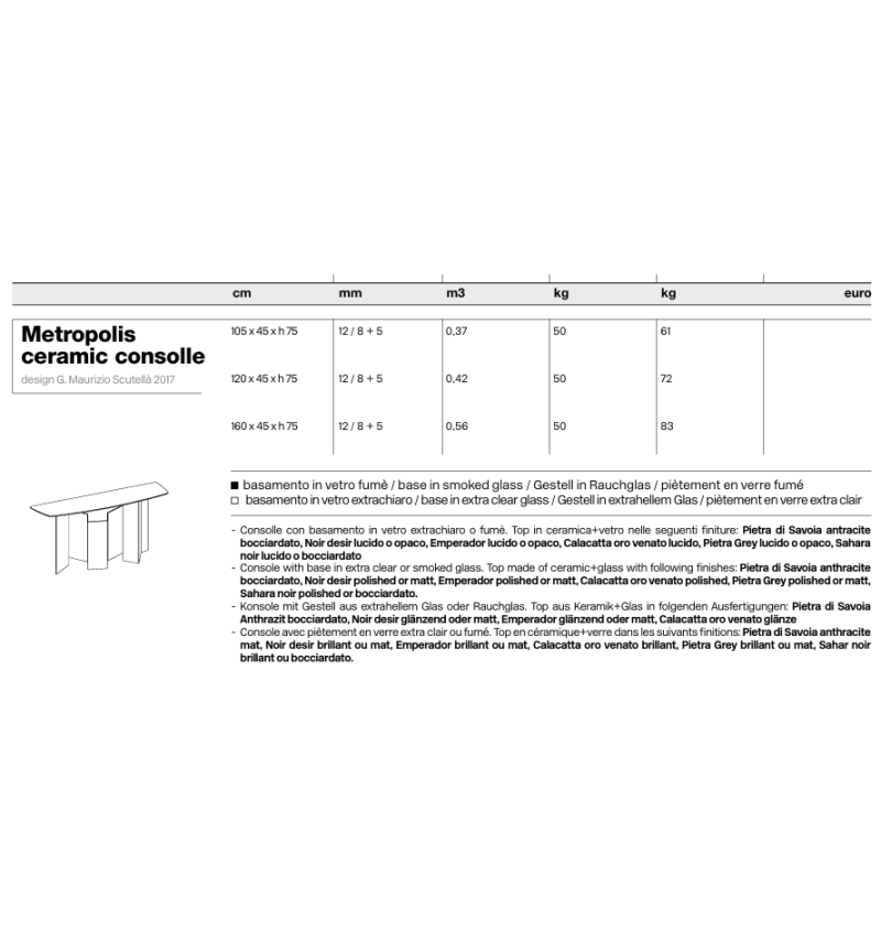 Metropolis Ceramic console Tonelli | BHOME by Arredi Barbàra