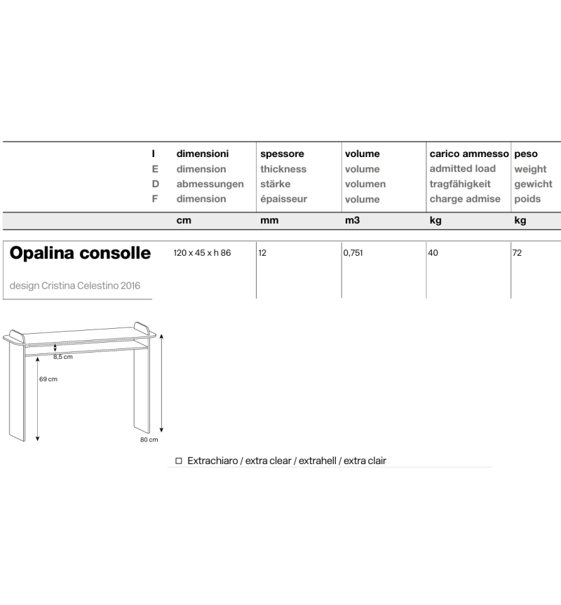 Opalina glass console Tonelli | BHOME by Arredi Barbàra