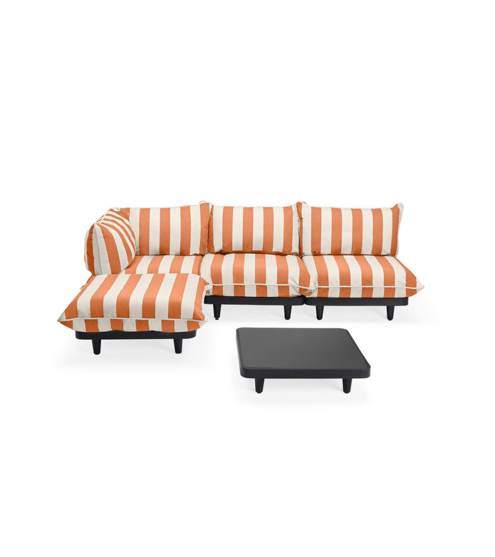 Set lounge modulare da esterno "Paletti Set Large + Table Left Stripe Orange Creme" | BHOME by Arredi Barbàra