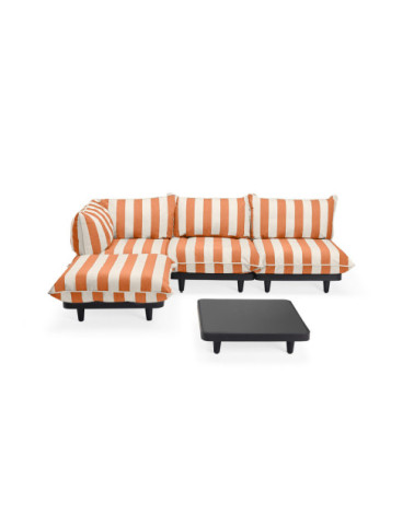 Set lounge modulare da esterno "Paletti Set Large + Table Left Stripe Orange Creme" | BHOME by Arredi Barbàra