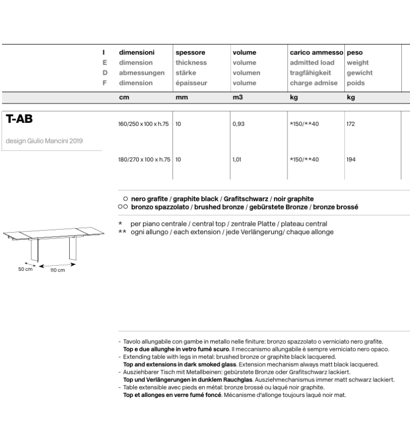 Mesa alta T-AB Tonelli | BHOME by Arredi Barbàra