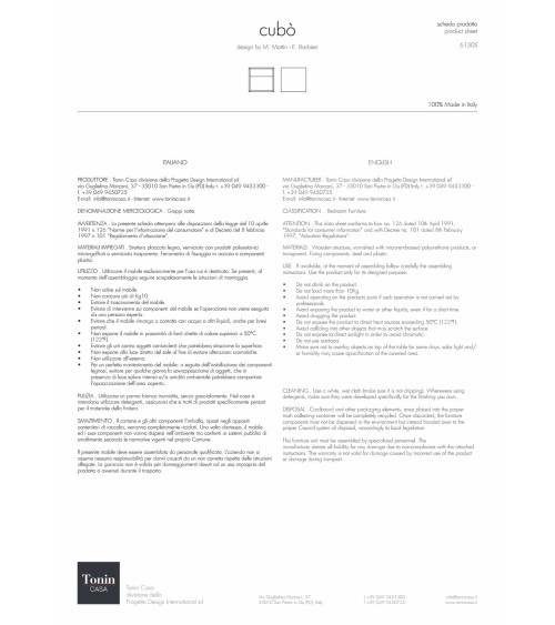 Cubò Bedside Table TONIN CASA | Contemporary Design | Bhome