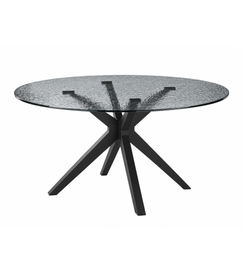 Tavolo “Fever” Ø140 vetro martellato fumè – IKONE CASA