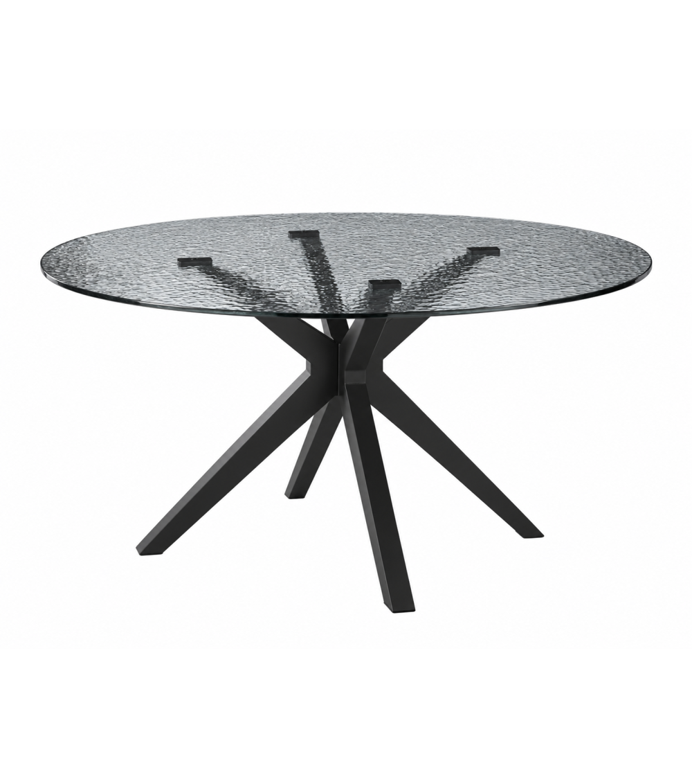 Tavolo “Fever” Ø140 vetro martellato fumè – IKONE CASA