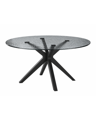 Tavolo “Fever” Ø140 vetro martellato fumè – IKONE CASA