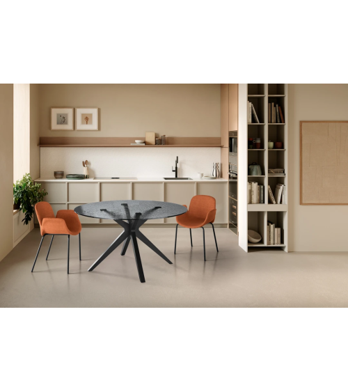 Tavolo “Fever” Ø140 vetro martellato fumè – IKONE CASA