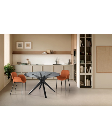 Tavolo “Fever” Ø140 vetro martellato fumè – IKONE CASA