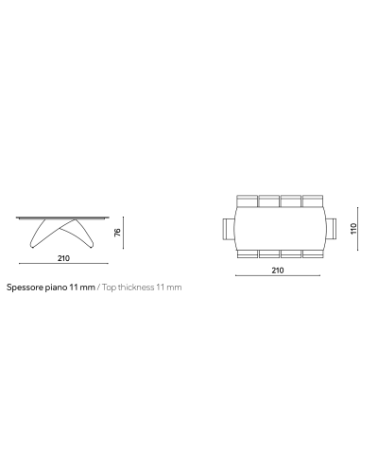 Tavolo fisso “King” 210x110 cm in pietra sinterizzata – IKONE CASA